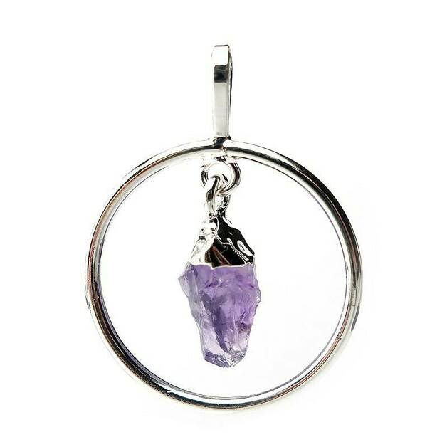 Pendentif cristal d'Améthyste et anneau